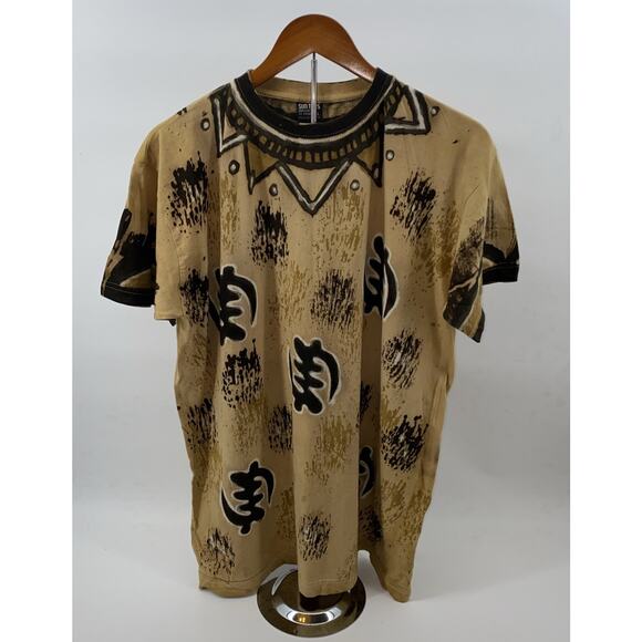 VTG Rare Sun Tees Adinkra Pattern Beige Men’s 2XL T-Shirt - Picture 2 of 10